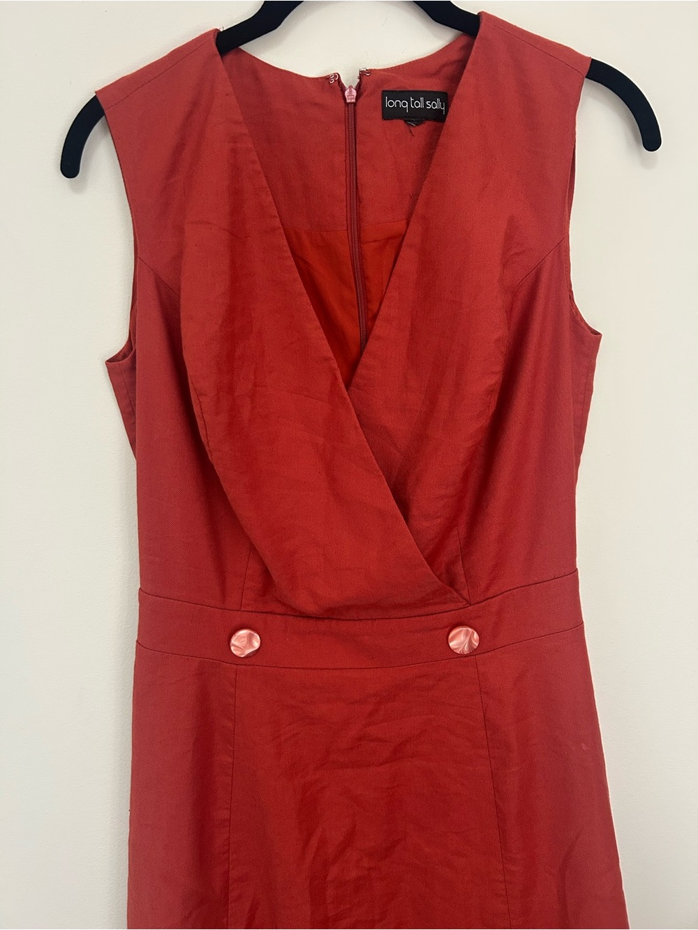 long tall sally Rust Red Sleeveless Wrap-Front Midi A-Line Dress - Picture 2 of 6